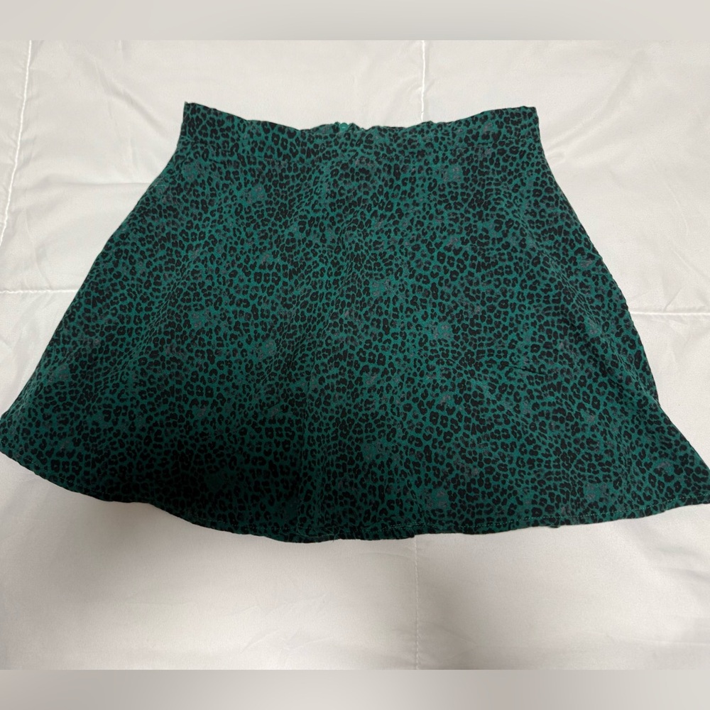 love, Fire Teal and Black Animal Print Mini Skirt